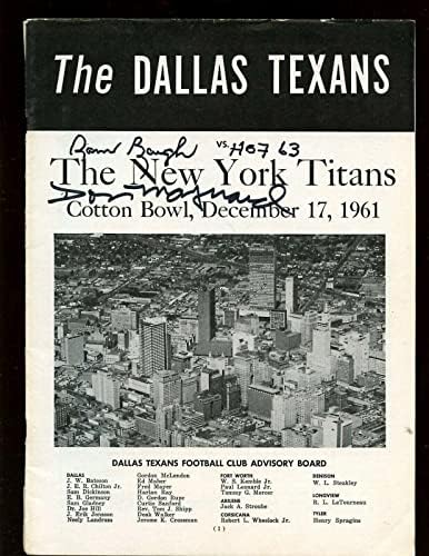 17 בדצמבר 1961 תוכנית AFL ניו יורק טיטאנים בדאלאס טקסנים 2 חתימות - תוכניות NFL