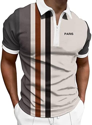 חולצות פולו קיץ XXBR לגברים, 2022 צוואר הרוכסן החדש של גברים חדשים שרוול קצר גולף גולף טלאי בלוק טלאים חולצה מזדמנת