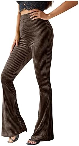 מכנסי רגל רחבים של Uofoco למכנסי רגל רחבים למותניים קטיפה לנשים מתלקחות ברגל מכנסיים ארוכים מכנסיים