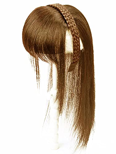 אייקראב רמי שיער טבעי טופר עם פוני מסודר לנשים 10 על 10 סמ לנשימה תחרה נטו בסיס קלוע סרט פאה טופר שיער הרחבות ארוך גומייה