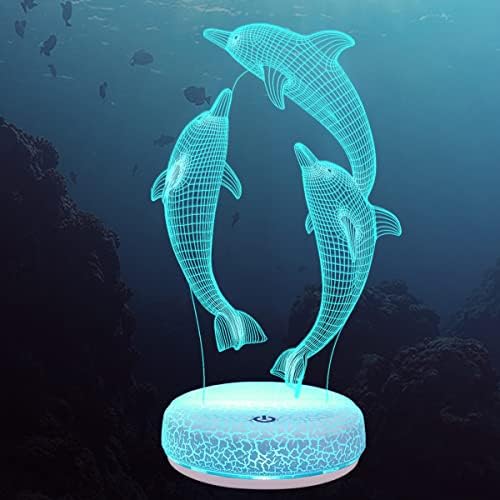 דולפין 3ד אשליה מנורה נטענת 16 צבע שינוי הוביל לילה אור שלט רחוק ניתן לעמעום מנורת לילה ים בעלי חיים צעצוע קישוטים לילדים