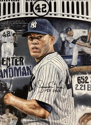 Mariano Rivera חתום קנבס Giclee 24x36 Yankees Auto HOF 2019 כתובת MLB - Artoggled MLB Art