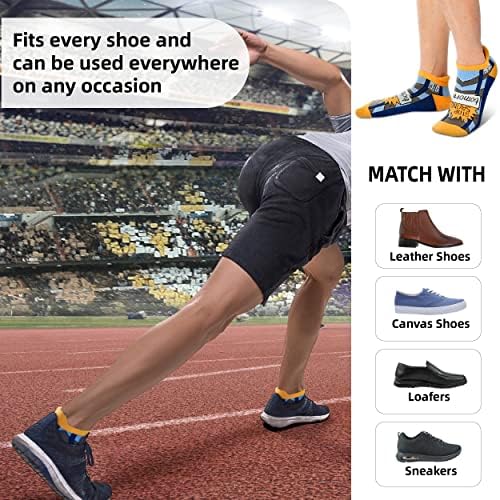 9TOE5 גרביים מטורפות חידוש מעורר השראה גרבי קרסול אתלטים מצחיקים עם עיצובים מהנים וסוליה מרופדת