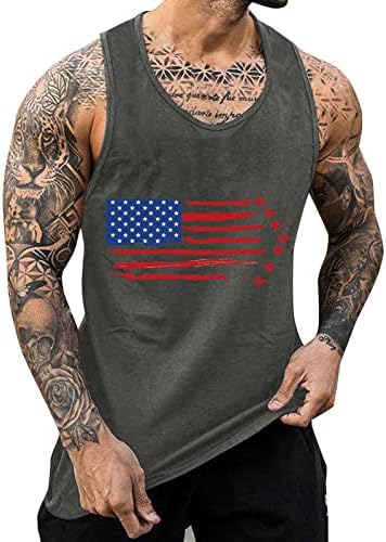 ג'יאייבינג גברים יום עצמאות יום קיץ גופית נשימה בגודל גדול נושם חולצת טריקו דגל אמריקאי משוחרר ללא שרוולים מזדמנים